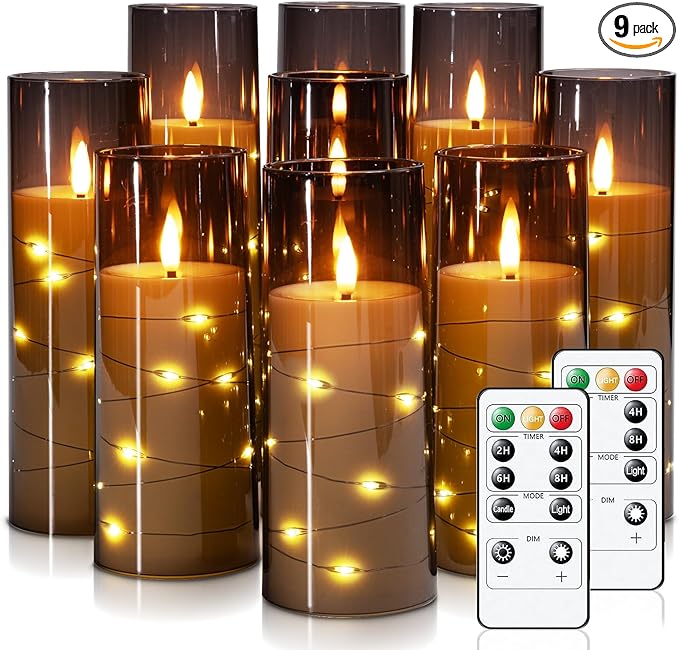 Raycare Flameless Candle with Remote Timer – 9 Flickering Acrylic Battery Ope...