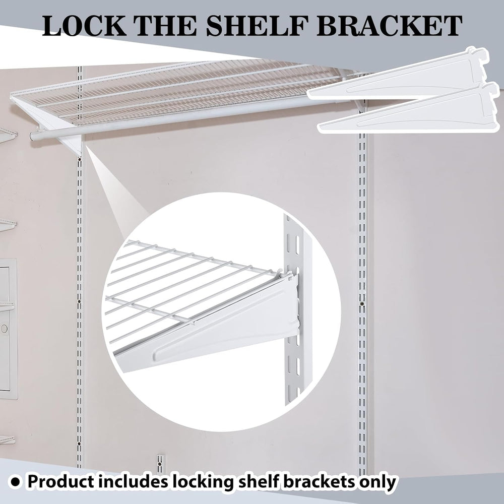 Wonderjune 12 Pcs Adjustable Locking Shelf Bracket 16 Inch Shelf Brackets Hea...