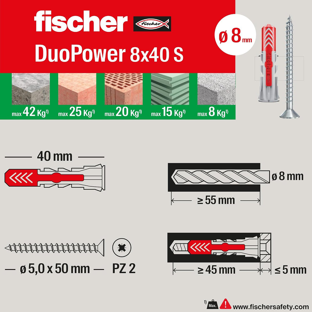 Fischer 544546 Duopower Universal Dowels Kit with Screw, ‎Transparent