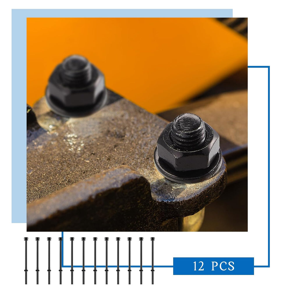 Zonon 12 Sets Carriage Bolt, Black, 1/2 x 10 Inch