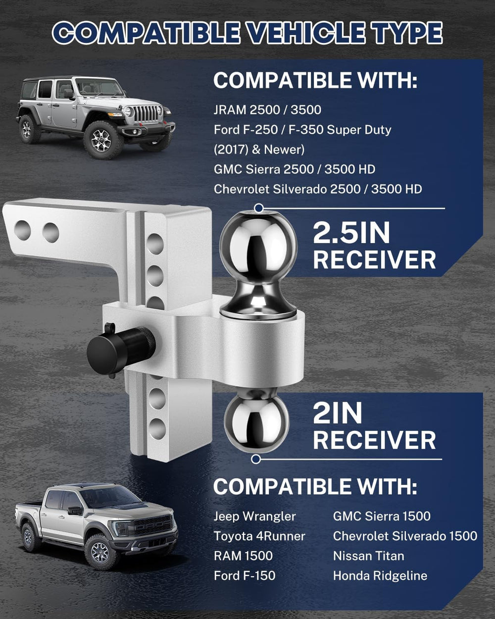 Kohree 6" Adjustable Trailer Hitch for 2" & 2.5" Receiver,...