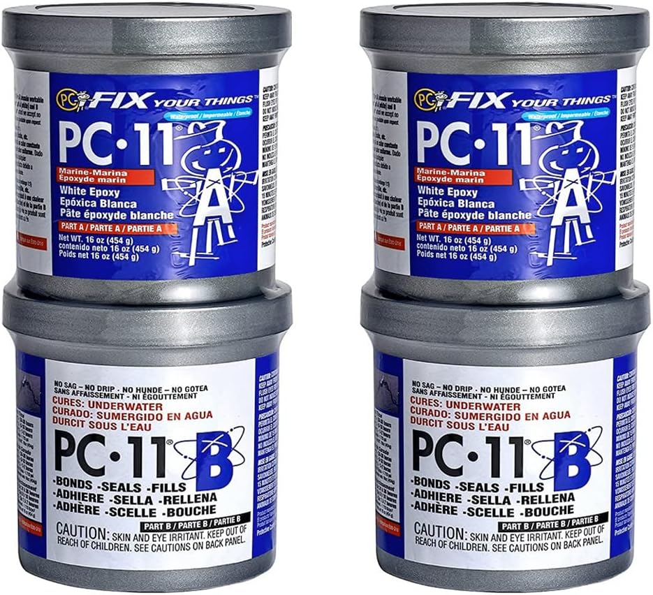 PC-Products PC-11 Epoxy Adhesive Paste, Two-Part Marine Grade, 1 lb in Two Ca...