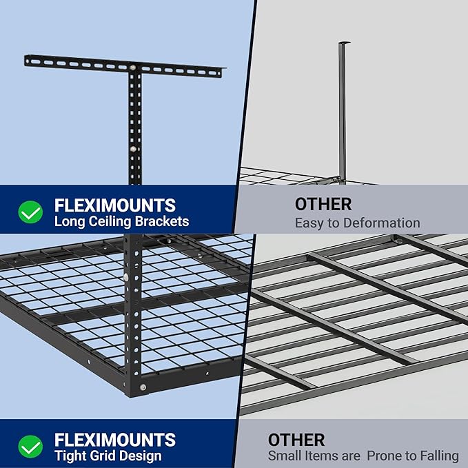 FLEXIMOUNTS 3x4FT Garage Storage Rack Overhead, Adjustable Ceiling Storage Racks