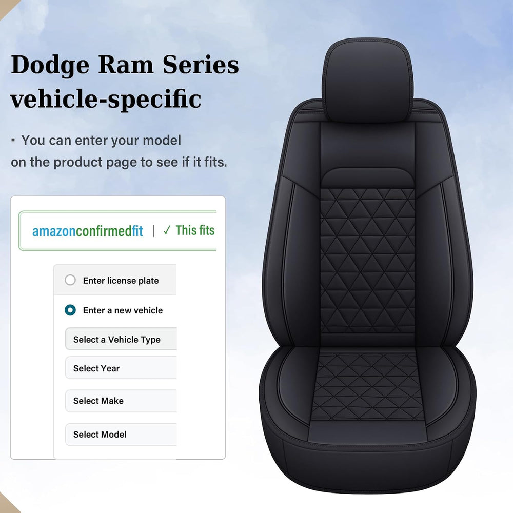 Coverado Car Seat Covers Full Set, Leather RAM 1500 Seat Covers Protectors Co...