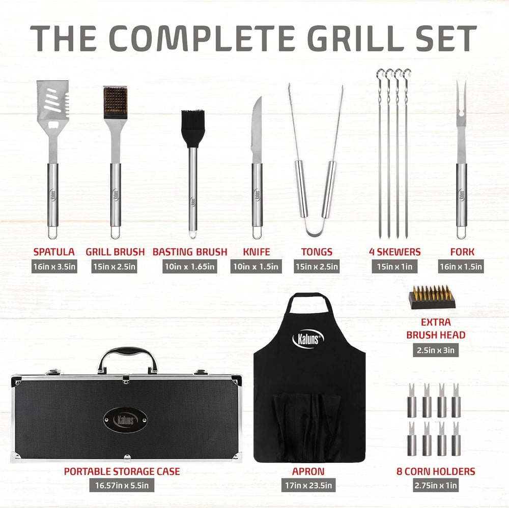 Kaluns BBQ Grill Tools Set, Heavy Duty Stainless Steel Grilling Accessories f...