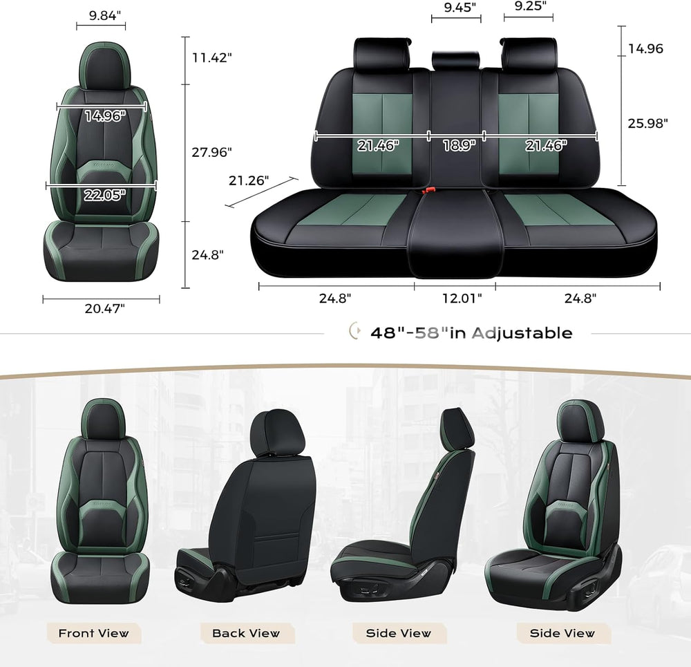 Coverado Automotive Seat Covers Front Seats, Leather Seat Covers 2 Pack, Blac...