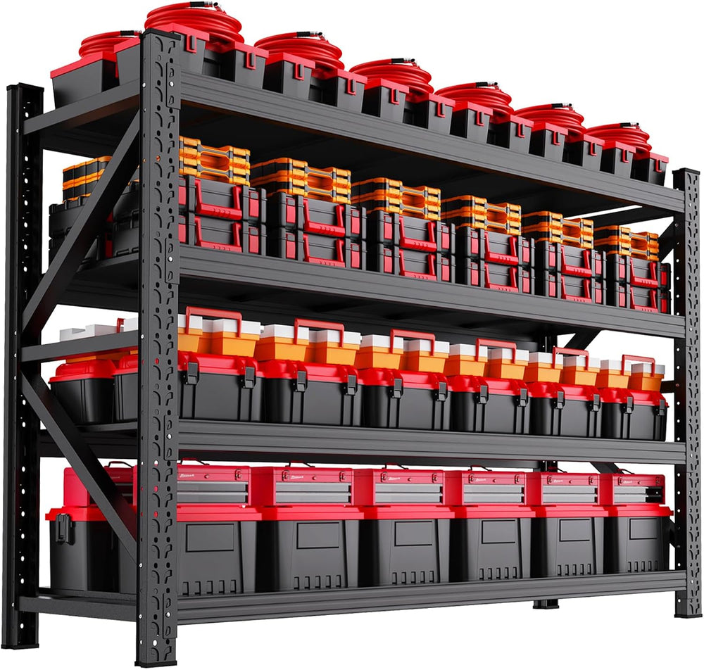 79"W Heavy Duty Storage Shelves, Adjustable Garage Shelving Unit