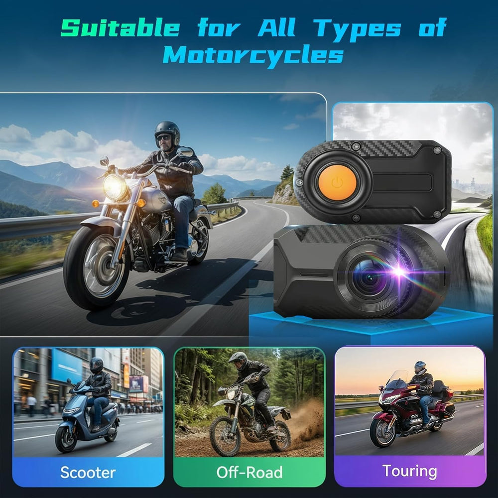 NHOPEEW Motorcycle Dash Cam 1080P/2K HD WiFi Mini Screenless Motorbike Drivin...