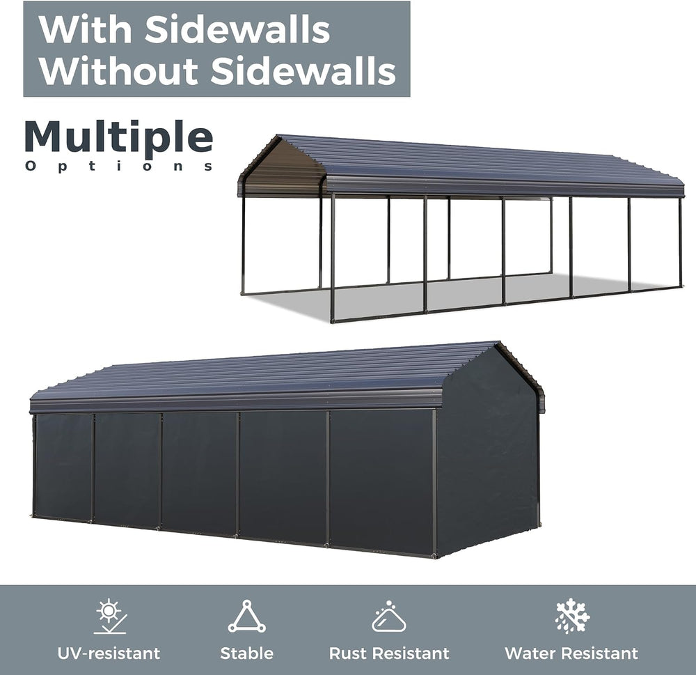 12x25 ft Metal Carport Heavy Duty Frame Canopy Garage Shelter