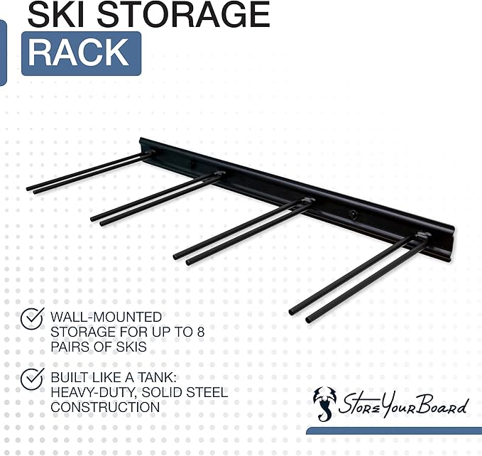 StoreYourBoard Ski Wall Storage Rack – Ski Rack Wall Mount Holds 8 Pairs