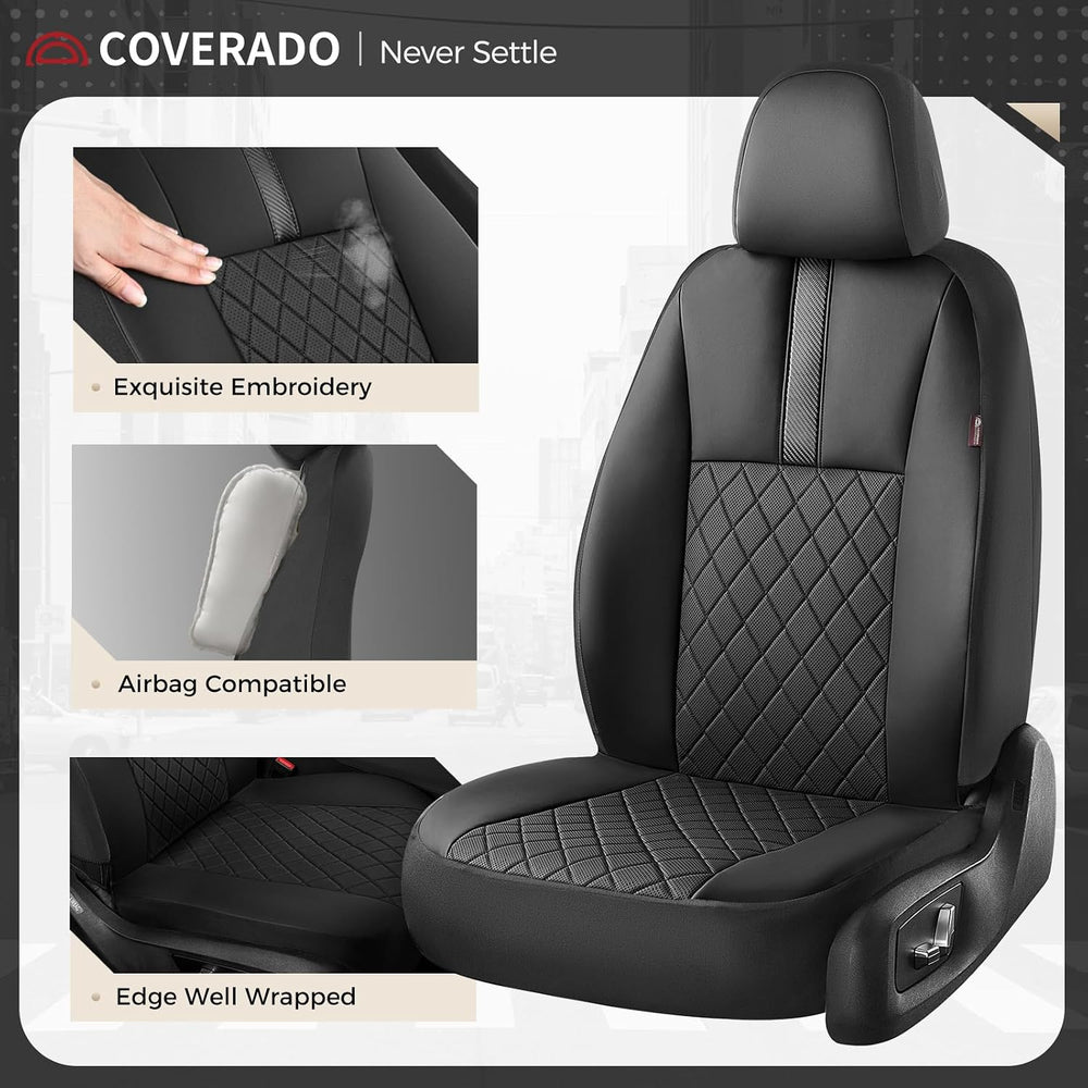 Coverado Car Seat Covers Full Set, Automotive Leather Seat Covers for Car，Uni...