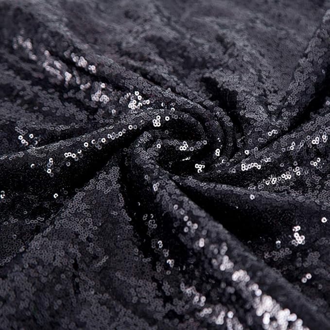 JYFLZQ Black Sequin Backdrop Curtains 7ft x 7ft 1 Panel Halloween Backdrop Gl...