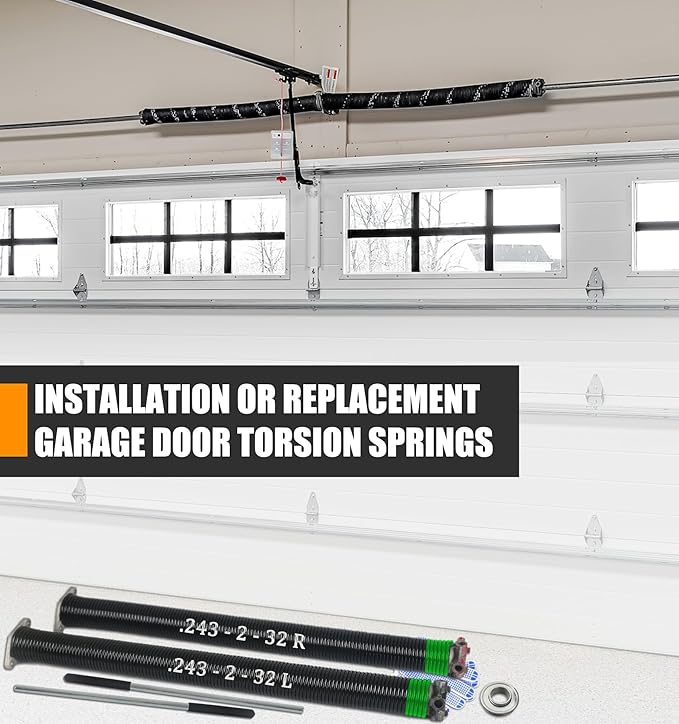Garage Door Torsion Spring Set, Pair of 2" Electrophoresis Coated Garage...
