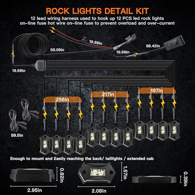 R3 White LED Rock Lights Kit 12PCS