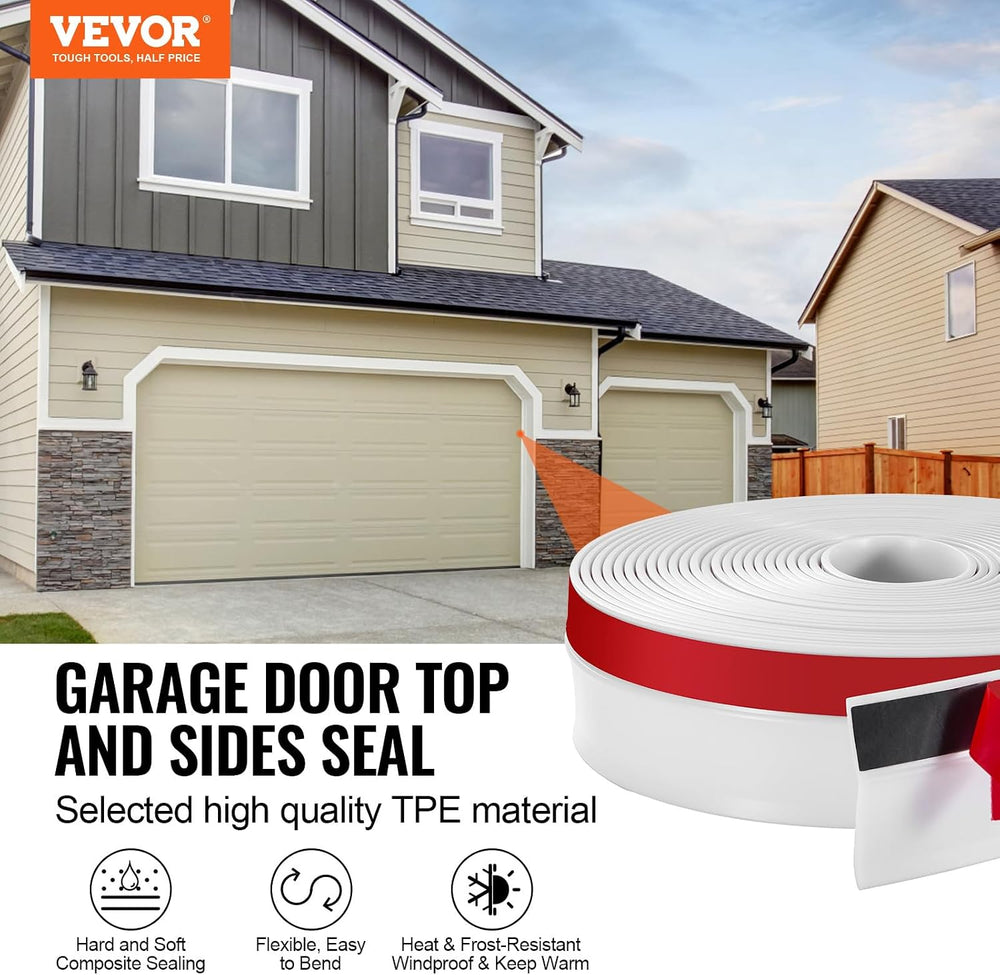 VEVOR Garage Door Seal Top and Sides Seal Strip, 34 FT Universal Weather Stri...