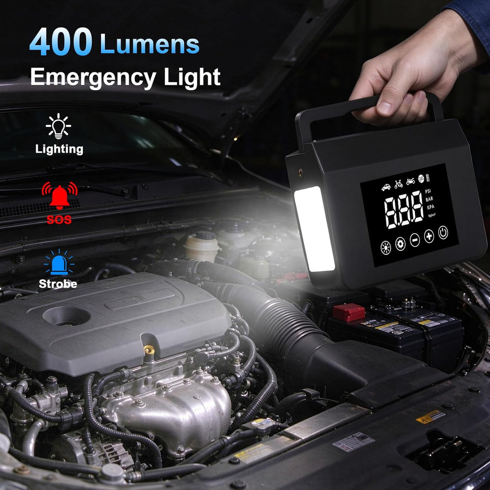 4000A Portable Car Battery Jump Starter with Air Compressor,150PSI Tire Infla...