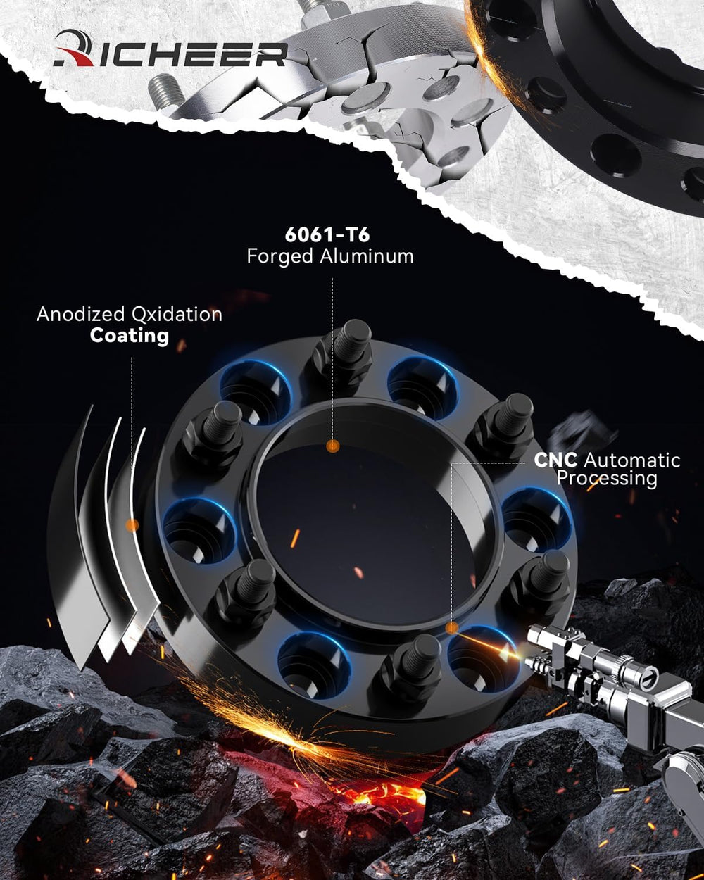 Richeer 1 inch 6x5.5 Hub Centric Wheel Spacers with for Tacoma 4Runner Tundra...