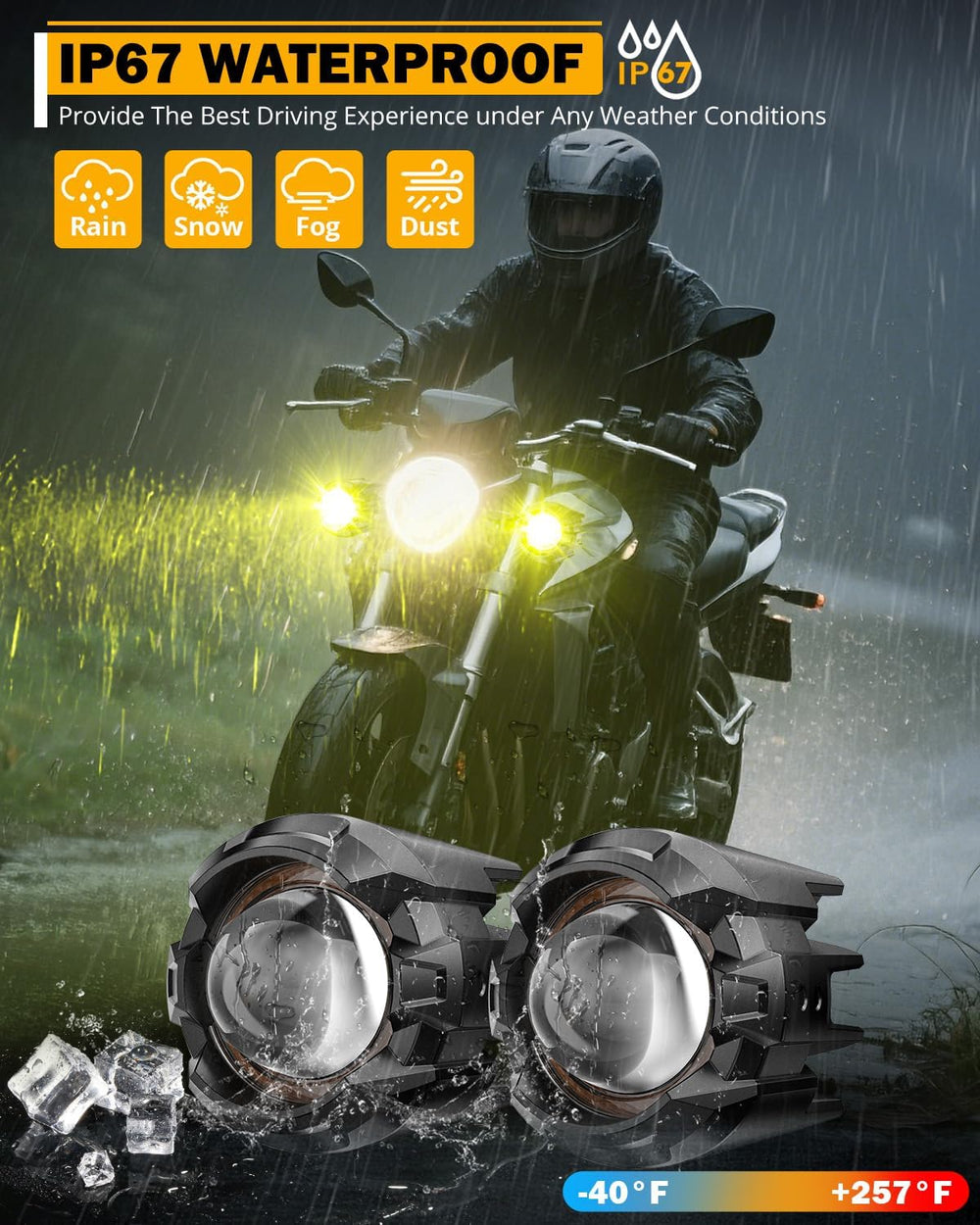 Auxbeam MT8S Series Motorcycle Auxiliary Lights Fog Lights Driving Lights