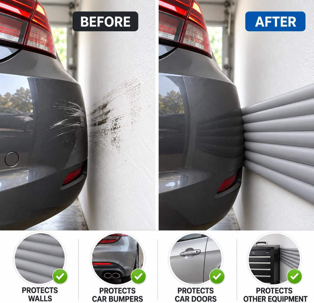 Rubber Bond Garage Wall Protectors - 4in x 12ft Strong Self-Adhesive Rubber B...