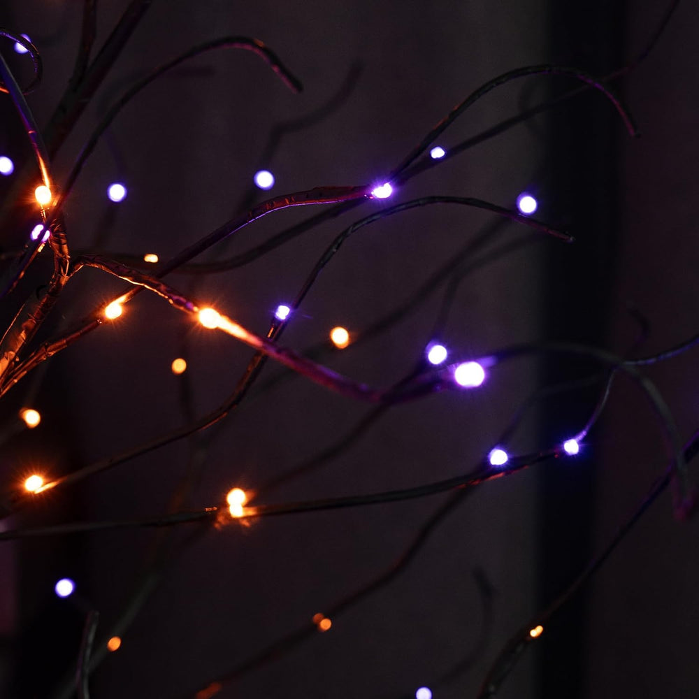 TW SHINE 2 Pack 6FT Halloween Lighted Black Birch Tree, Total 288 LED Purple ...