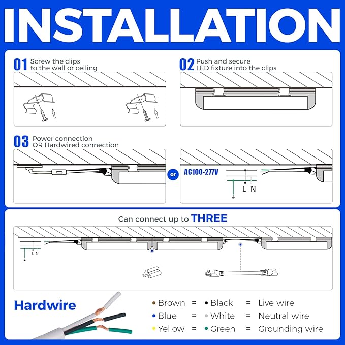 Barrina 8FT LED Shop Light, 100W 15000LM 6500K Super Bright White, Linkable T...