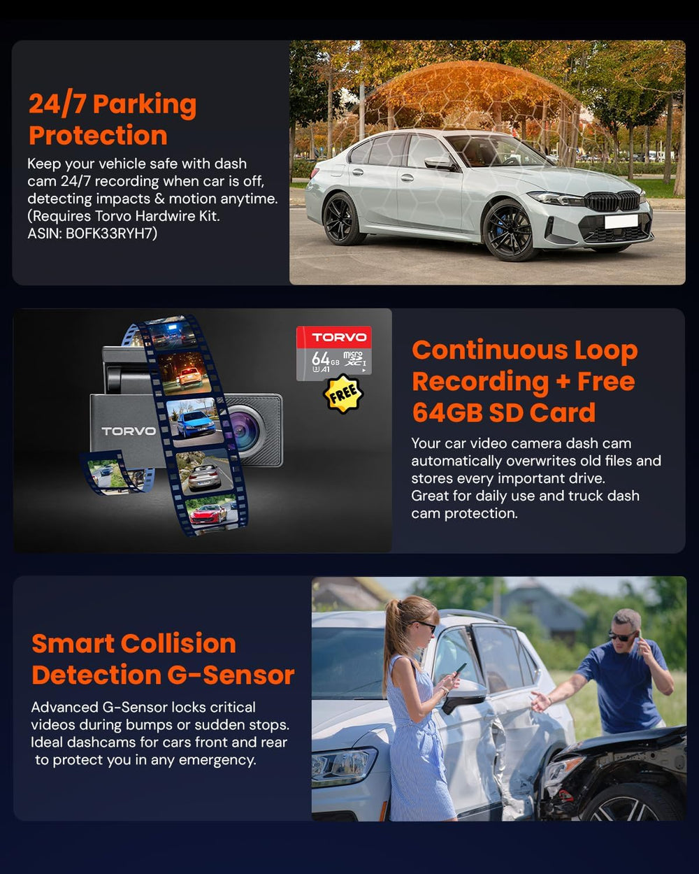 TORVO TD3 4K+2K Dash Cam with App, Camera for Car Front and Back with 5G WiFi...