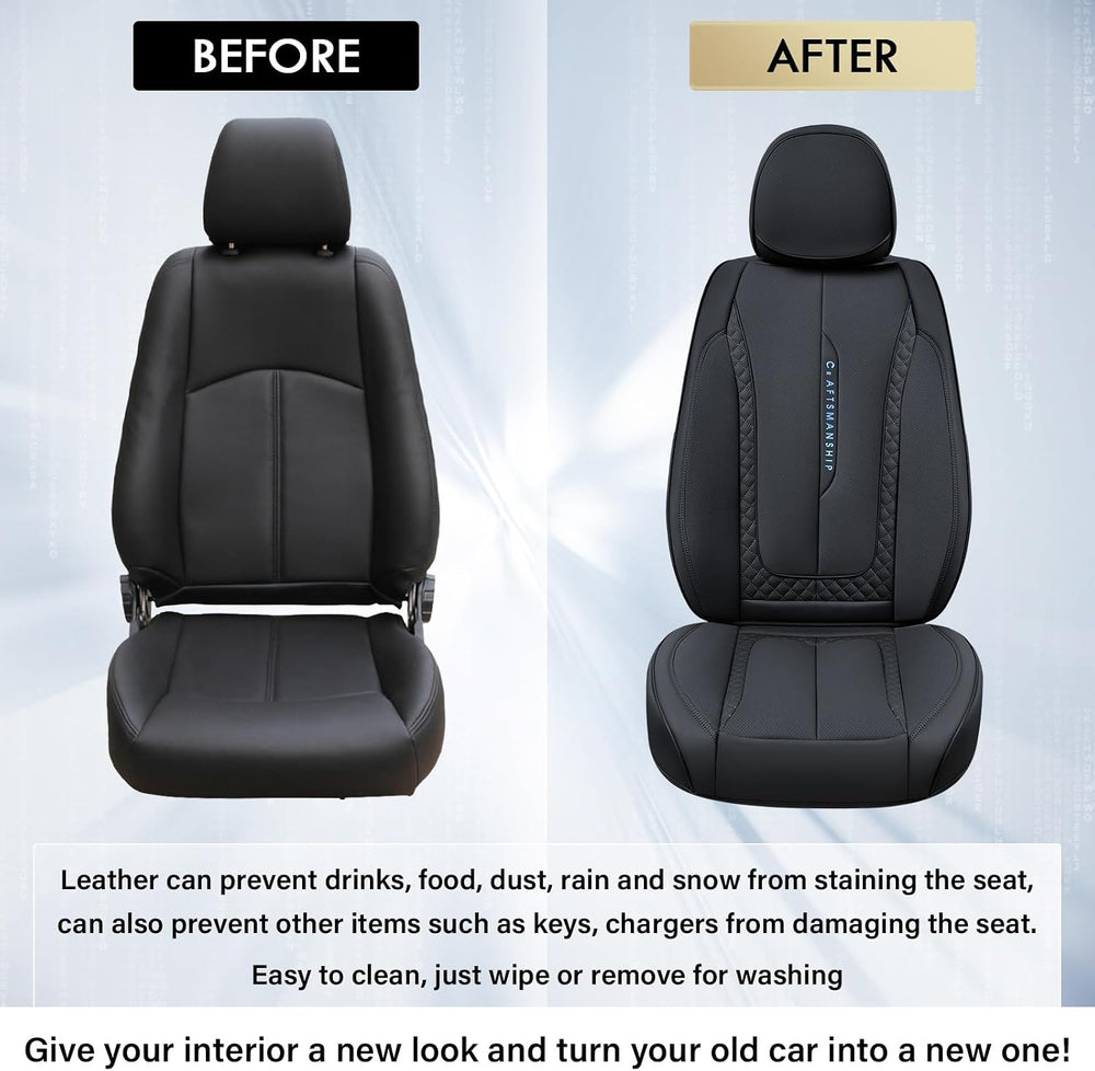 Coverado Car Seat Cover Full Set, Black Seat Covers Front Seats Back Seat Cov...