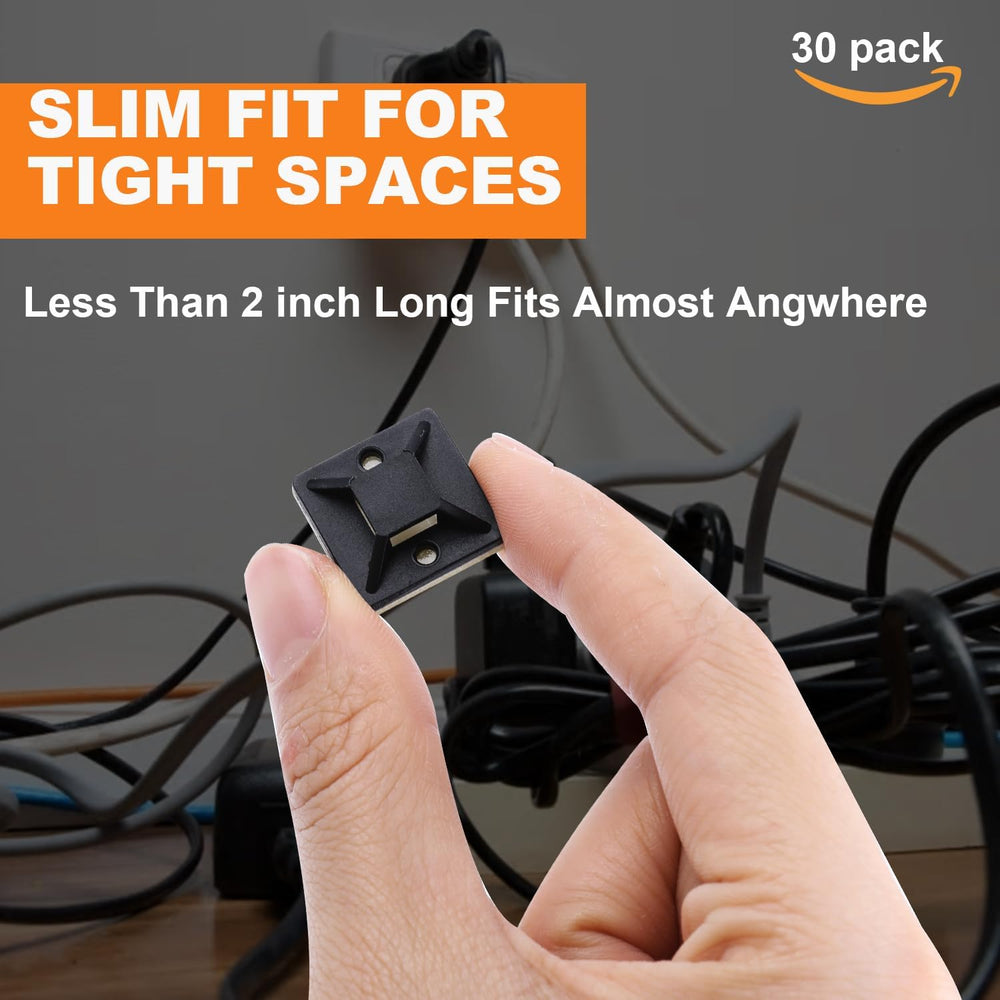 30 Pack 2 inch Zip Tie Adhesive Mounts Self Adhesive Cable Tie Base Holders w...