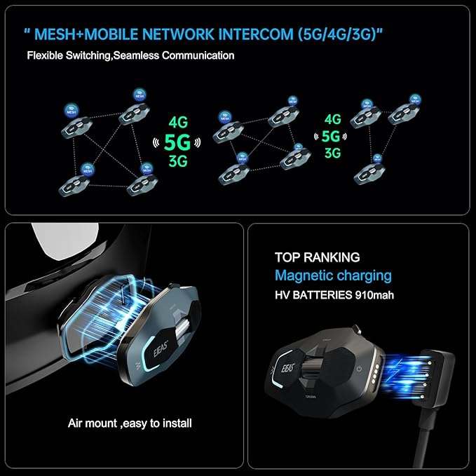 SolaMr X10 Motorcycle Helmet Bluetooth Headset Speakers Headphone, Ski Helmet