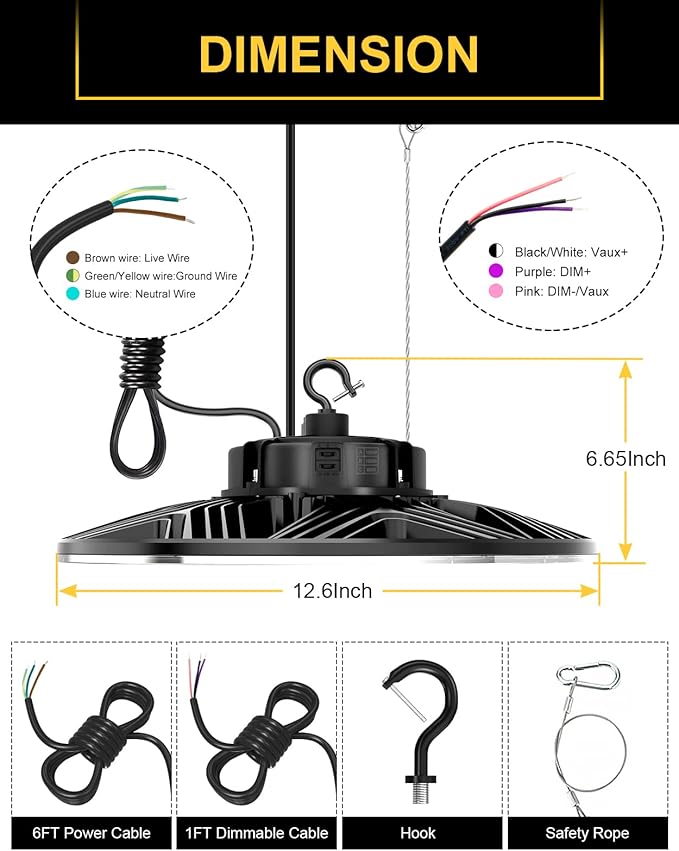 UFO LED High Bay Light, 150W/100W/80W Adjustable, 3000K/4000K/5000K Adjustable