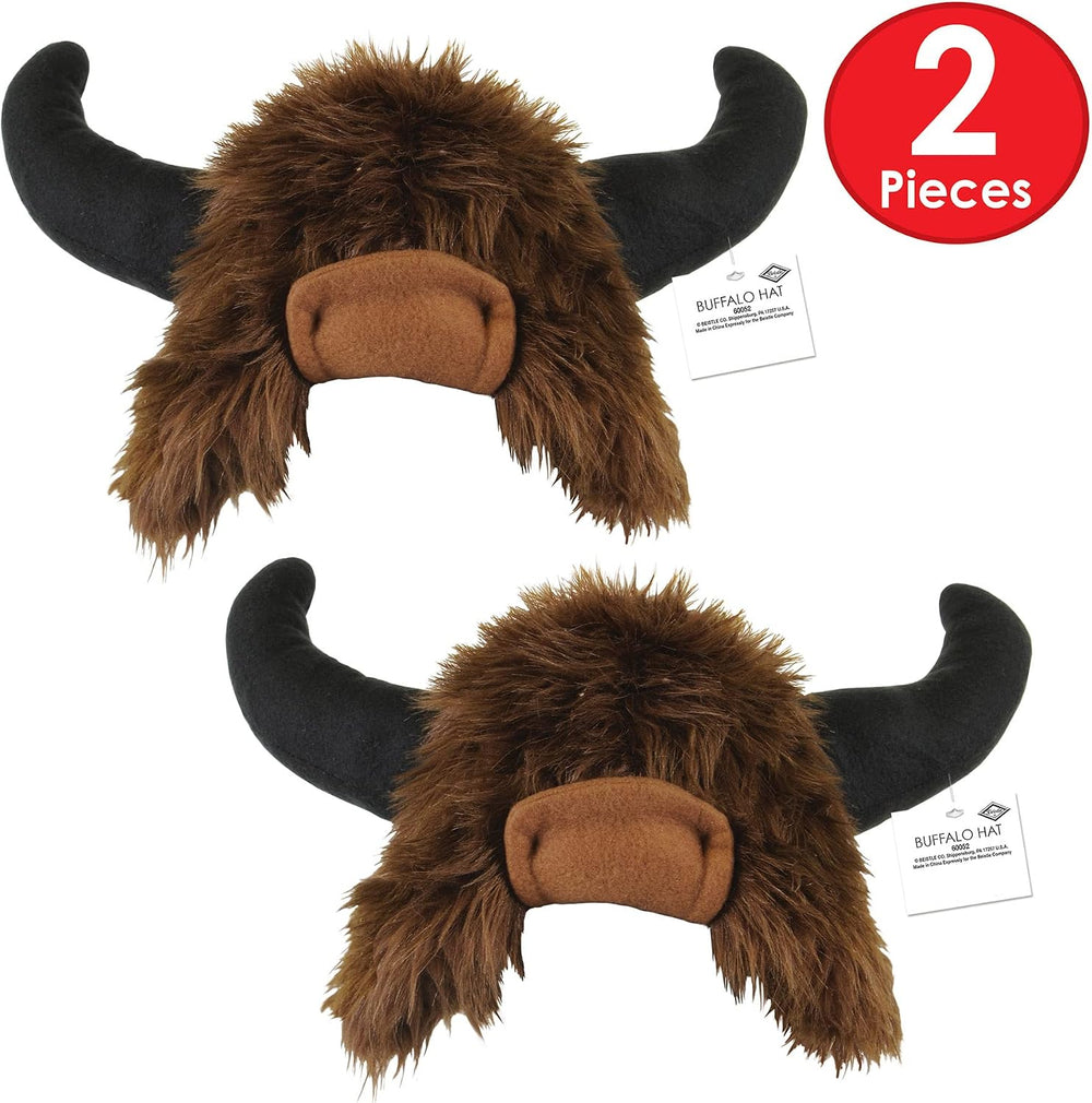 Beistle Unisex Plush Buffalo Hats, 2 Pieces – Farm-Themed Caps, Animal Party ...