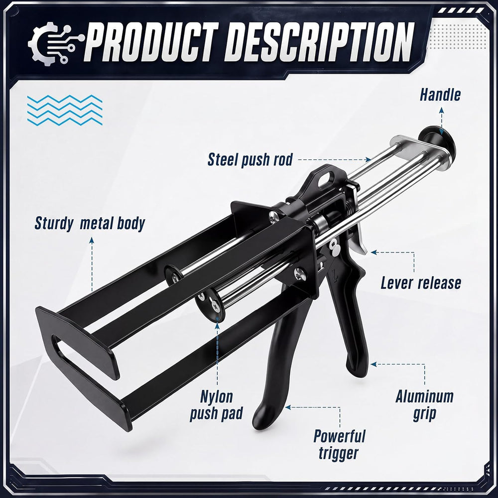 Relaxweex 1 Pcs Epoxy Gun Dual Component Caulking Gun, 200 ml / 6.75 Fl oz, M...