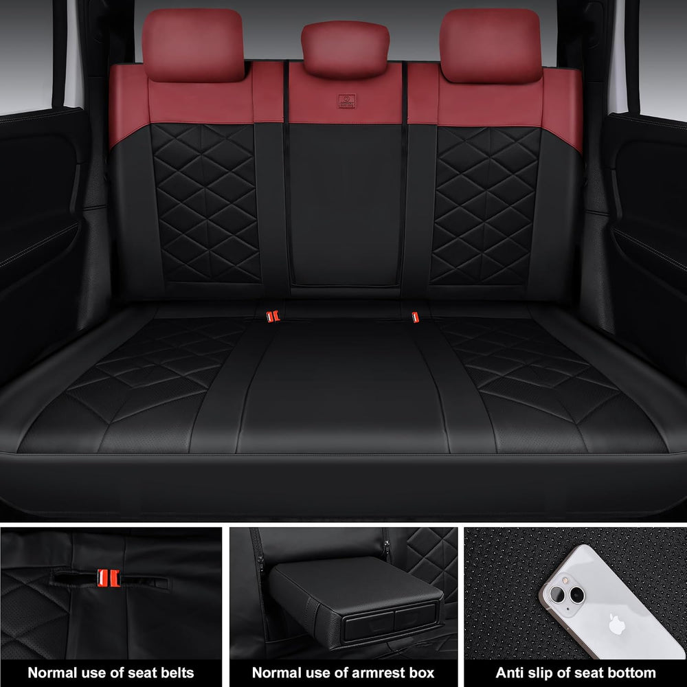 CAR PASS Luxury Memory Foam Leather Seat Covers Full Set, Breathable Perforat...