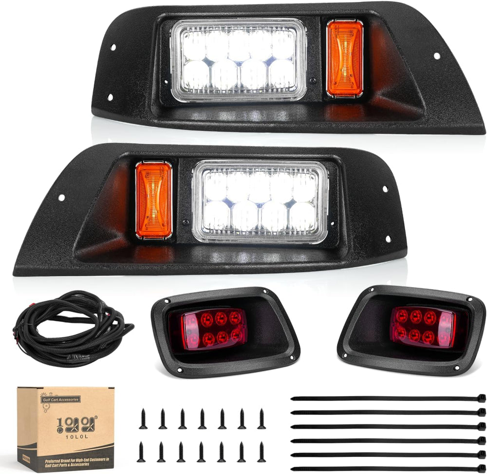 10L0L Golf Cart Headlight and Tail Light Kit for EZGO TXT 1995-2013 G&E 12V