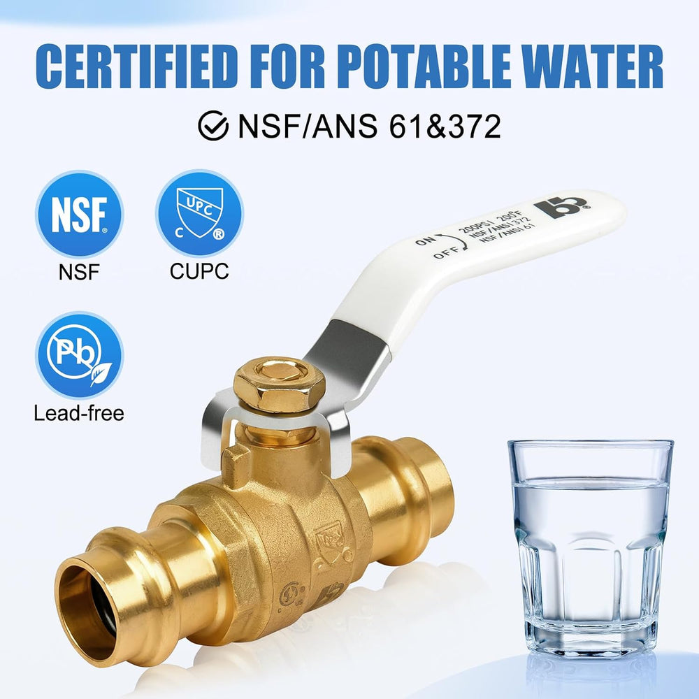 5PCS 1/2" ProPress Brass Ball Valve Press-Fit Ball Valve Fittings to Pre...