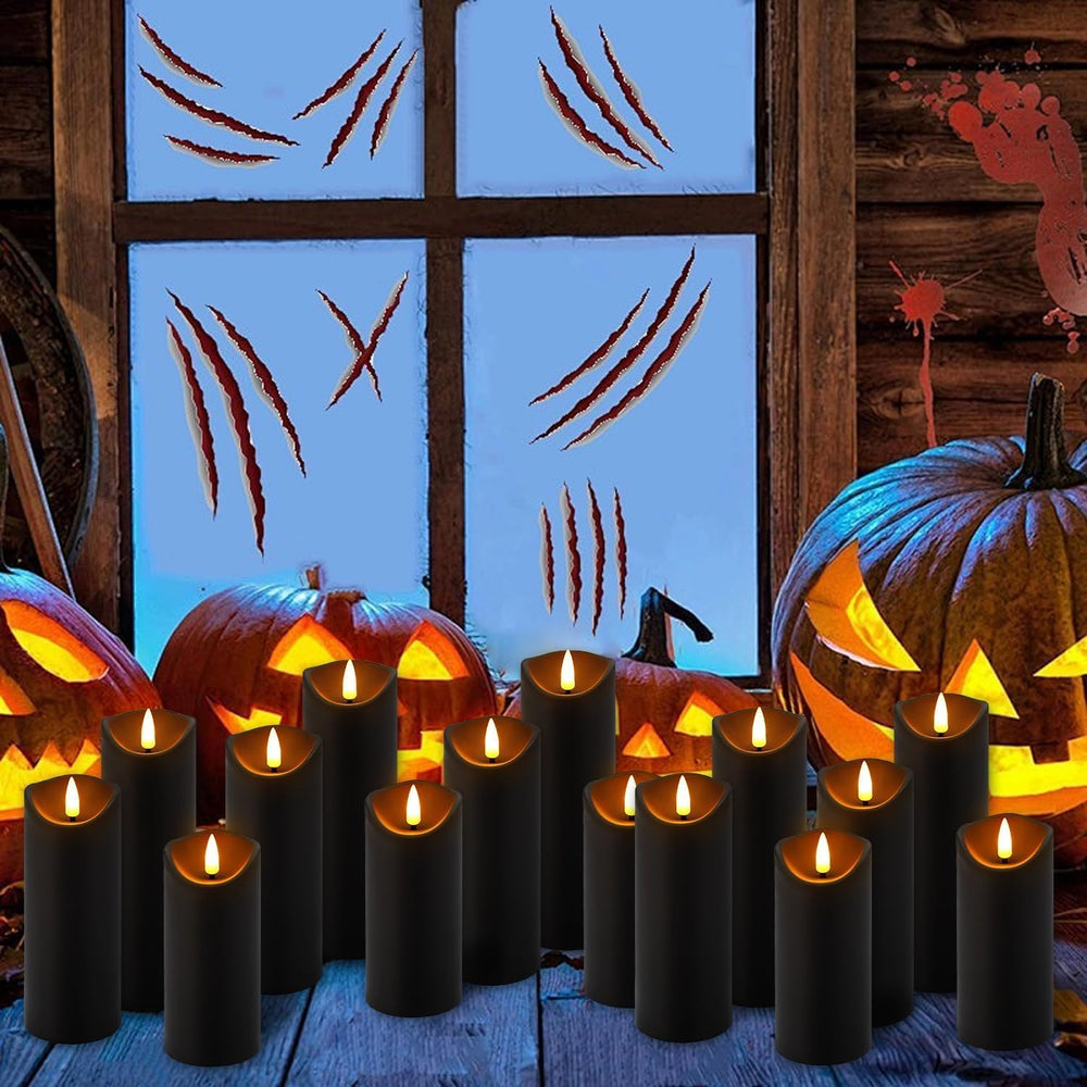 24 Pack Black Halloween Decoration Flickering Flameless Candles(D2.2 xH 5&quo...