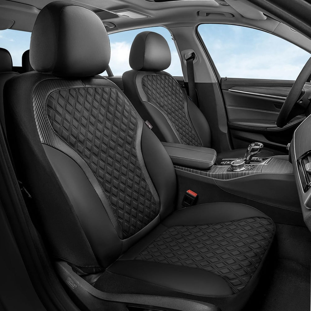 Coverado Front Seat Covers, 2-Pack Luxury Diamond Leather Car Seat Cover with...