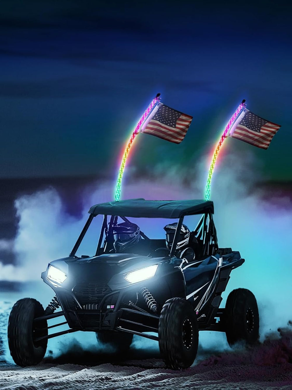 KEMIMOTO 2pc 3ft Whip Lights for Side by Side, Turning Signal Function Compat...