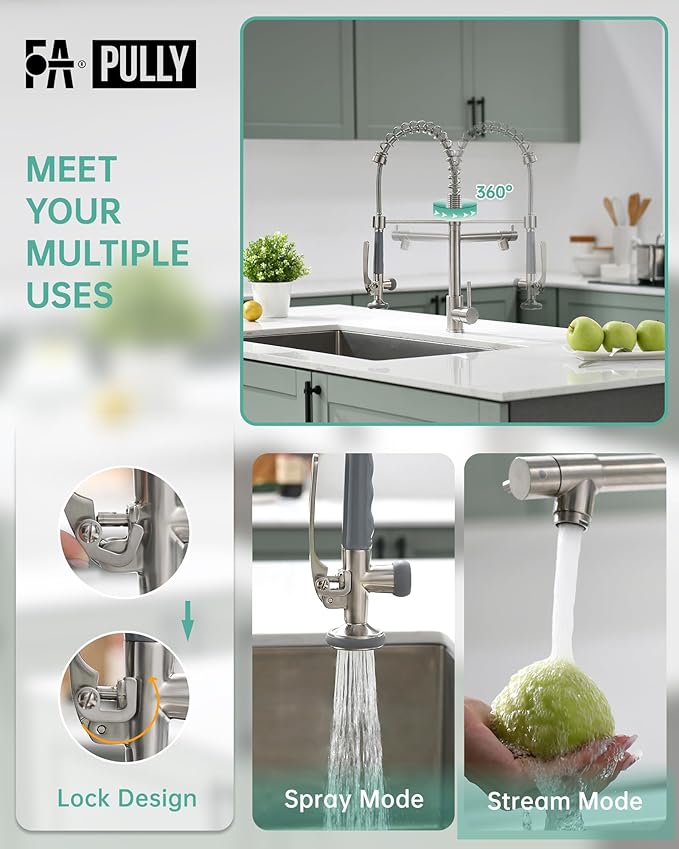 Fapully Commercial Pull Down Kitchen Sink Faucet