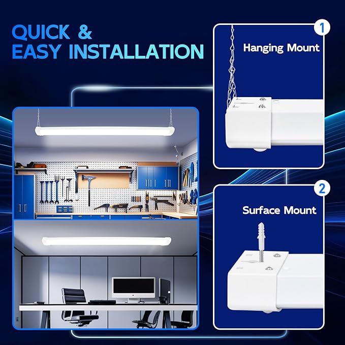 hykolity Pir Sensor 4FT 120W LED Shop Light, 5000K Daylight, Motion Activated