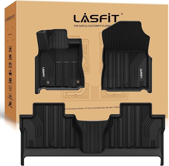 LASFIT Floor Mats for Toyota Tundra 2014-2021 CrewMax Cab, All Weather Custom