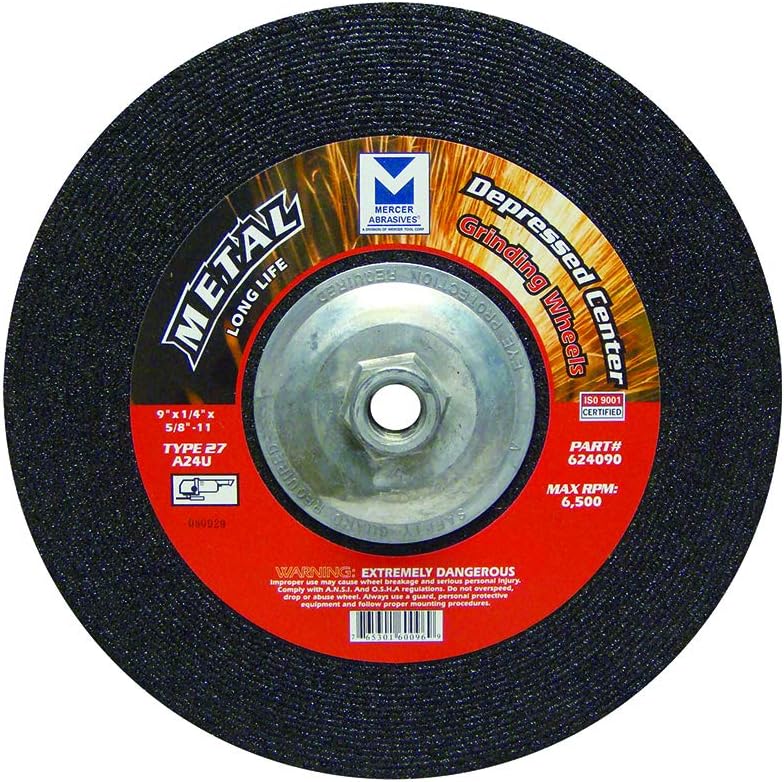 Mercer Industries 624090 Long Life Grinding Wheel, (10 Pack), 9" x 1/4&q...