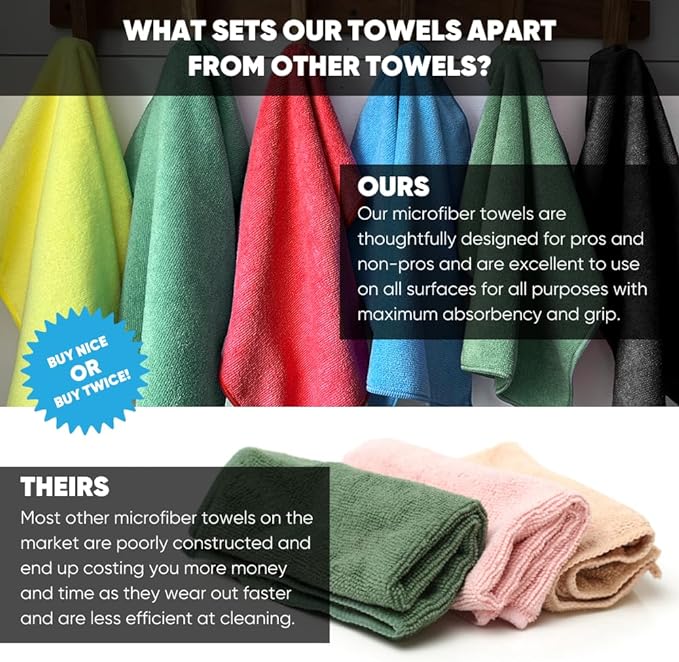 16" x 16" All Purpose Microfiber Towels (50 Pack)