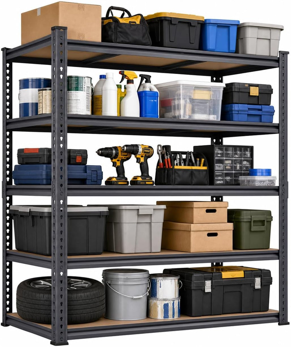 46 Inch Garage Shelving 2850 LBS, Heavy Duty 5-Tier Storage Rack