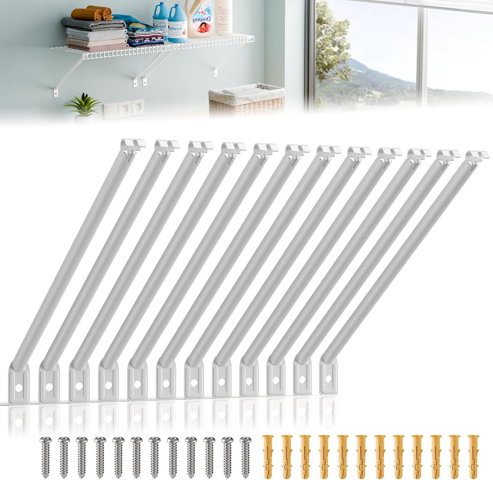 12 Pcs Support Brackets for Wire Shelving 12in Wire Shelf Support Bracket,Rei...