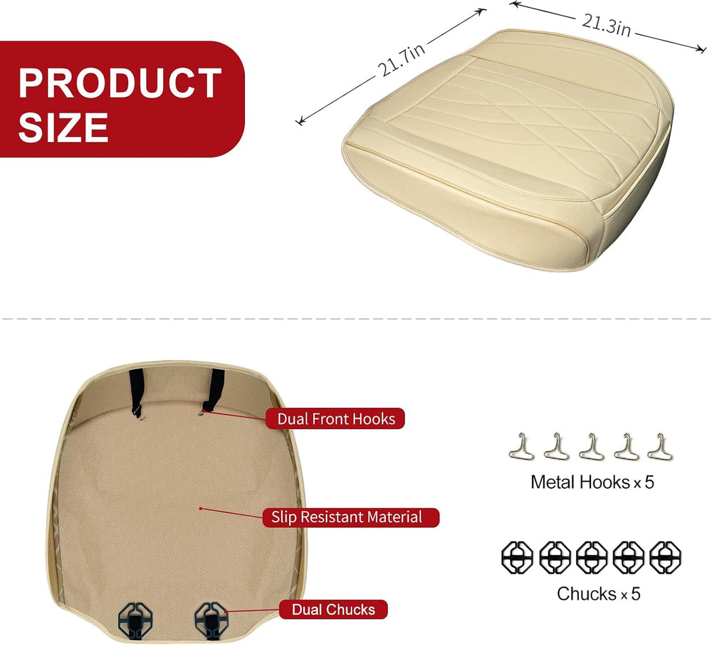 2Pack Leather Front Car Seat Covers, Luxury Bottom Covers, Beige