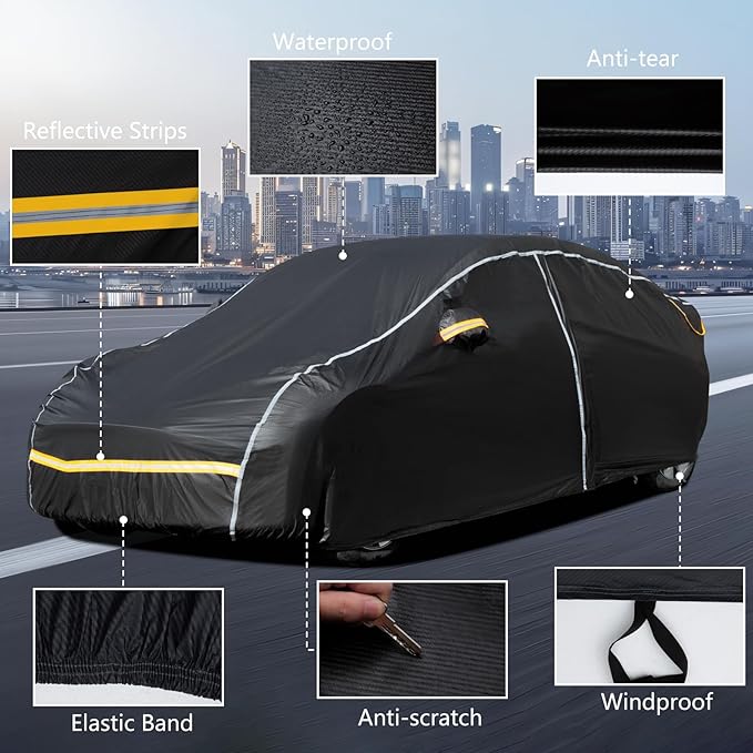 Car Cover Waterproof All Weather, 6 Layers Car Covers