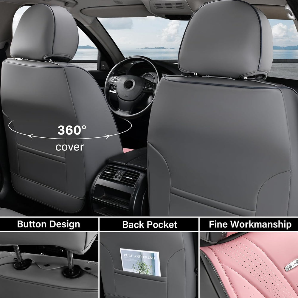 Coverado Seat Covers Full Set, Leather Car Seat Covers, Waterproof Seat Cover...