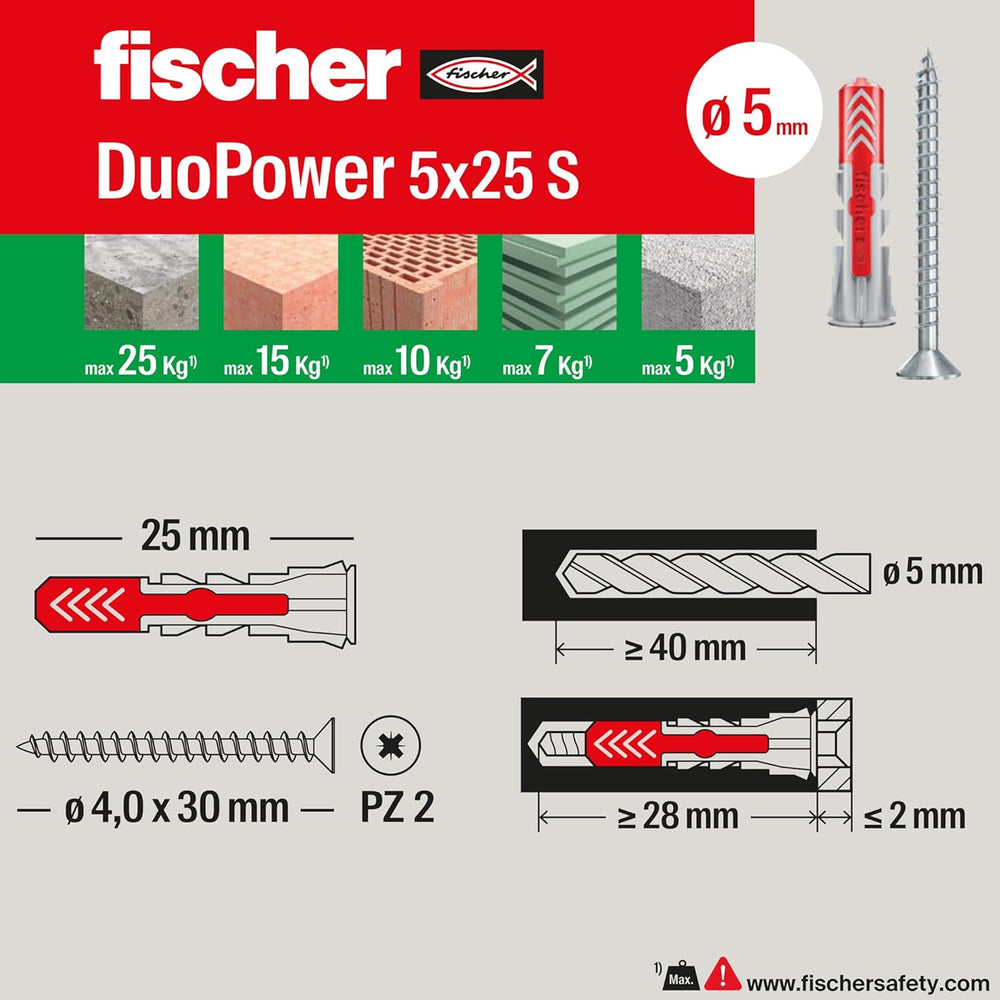 Fischer 544546 Duopower Universal Dowels Kit with Screw, ‎Transparent