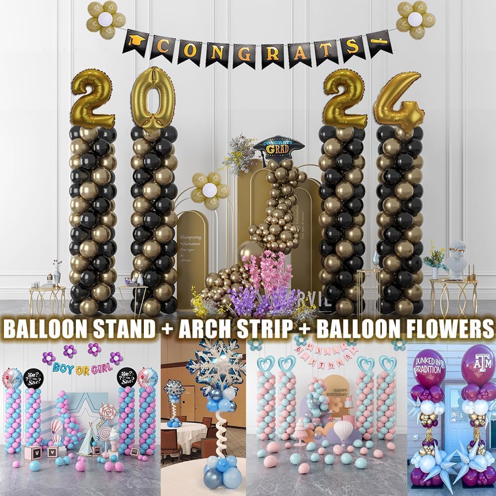Balloon Column Stand Kit Set of 4, 7ft Height Adjustable Balloon Arch Kit wit...